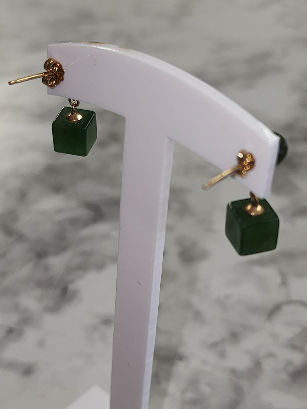 Antique Jade And 14kt. Drop Earrings - Picture 3 of 3